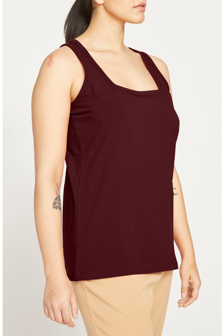 Square Neck Stretch Cotton Tank, Main, color, BLACK CHERRY RED