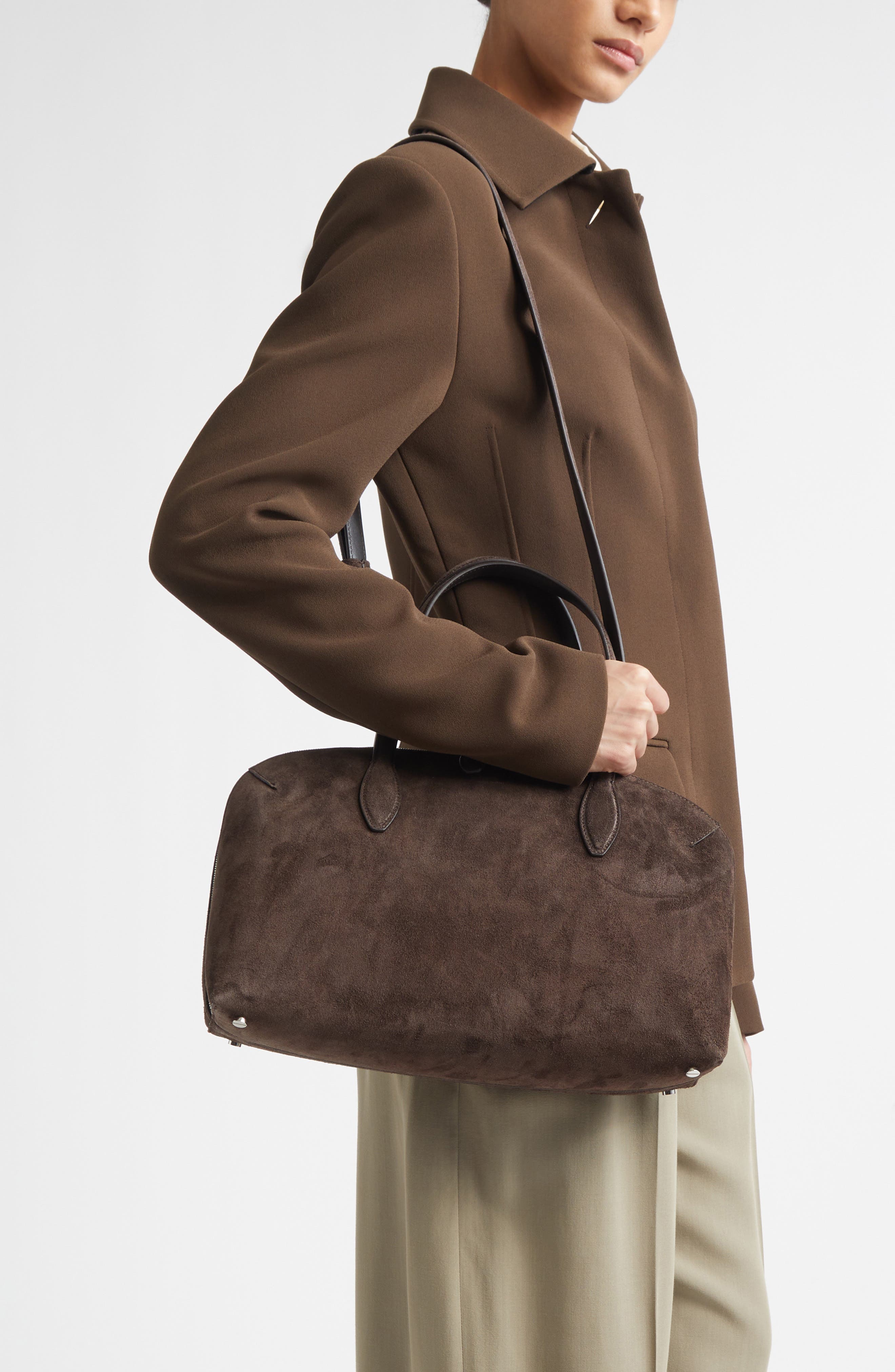 TOTEME Medium Day Suede Tote, Alternate, color, Brown