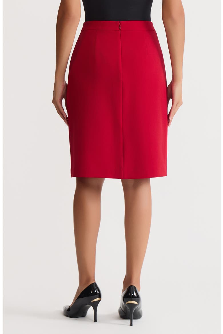 Pleat Front Pencil Skirt, Alternate, color, FIRE RED