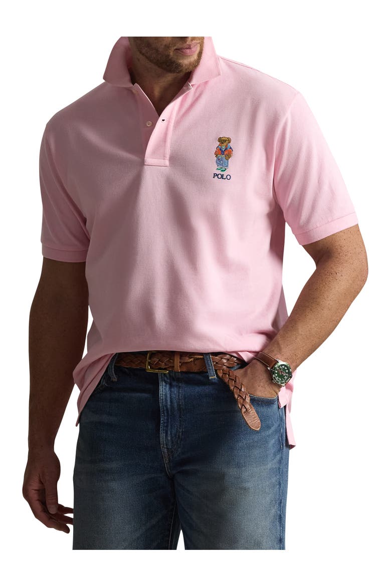 Big & Tall Summer Bear Mesh Polo Shirt, Main, color, GARDEN PINK
