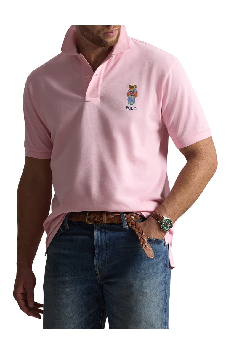 Polo Ralph Lauren Big & Tall Summer Bear Mesh Polo Shirt, Main, color, Garden Pink