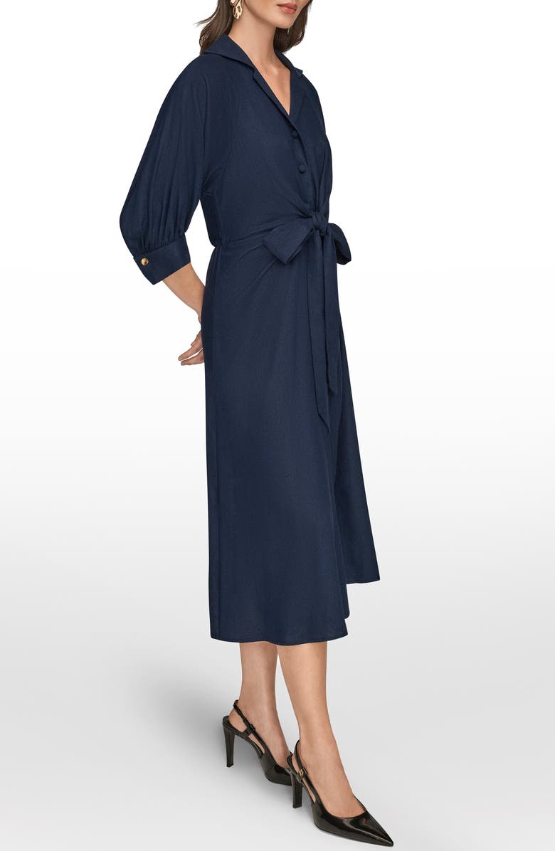 Donna Karan New York Linen Blend Midi Shirtdress, Alternate, color, Nightfall