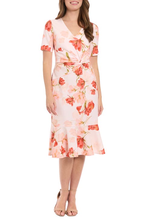 Twist Flounce Floral Print Dress