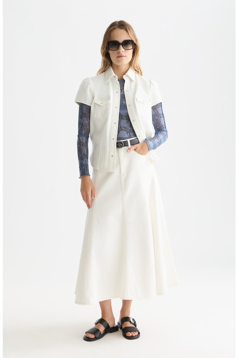 Nonstretch Denim Maxi Skirt, Alternate, color, STARDUST WHITE