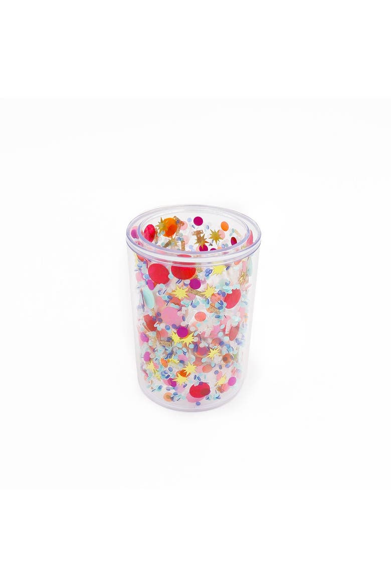 Celebrate Every Day Confetti Pen Cup Organizer - Double Wall Clear Acrylic Desk Organizer with Trapped Multicolor Confetti for Home and Office, Alternate, color, Multicolor