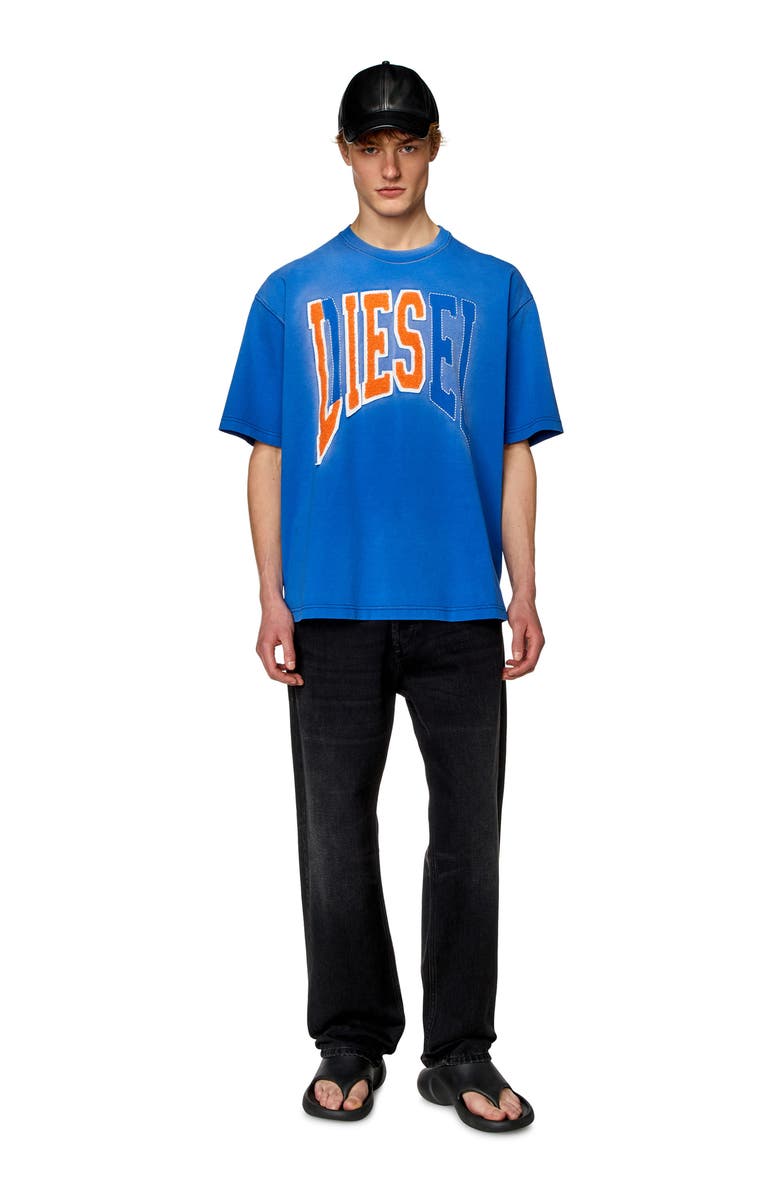 DIESEL<sup>®</sup> Distressed Collegiate Oversize Cotton T-Shirt, Alternate, color,