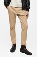 MANGO Slim Fit Flat Front Cotton Stretch Twill Chinos