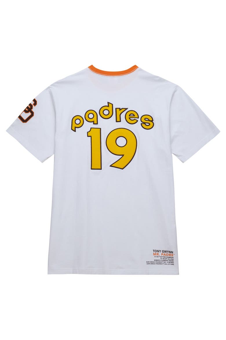 Men's Mitchell & Ness White San Diego Padres Cooperstown Collection Player Legends Ringer T-Shirt, Alternate, color, White