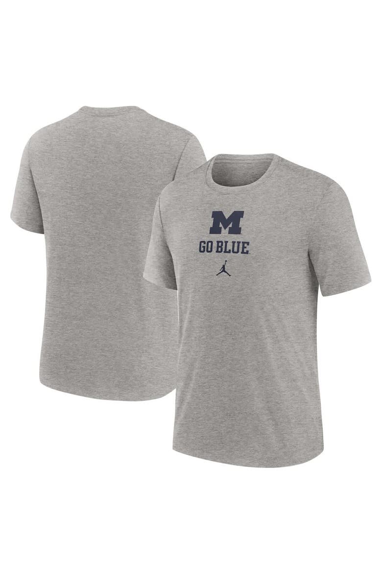 Men's Jordan Brand  Heather Gray Michigan Wolverines Campus Stack Tri-Blend T-Shirt, Alternate, color, Heather Gray