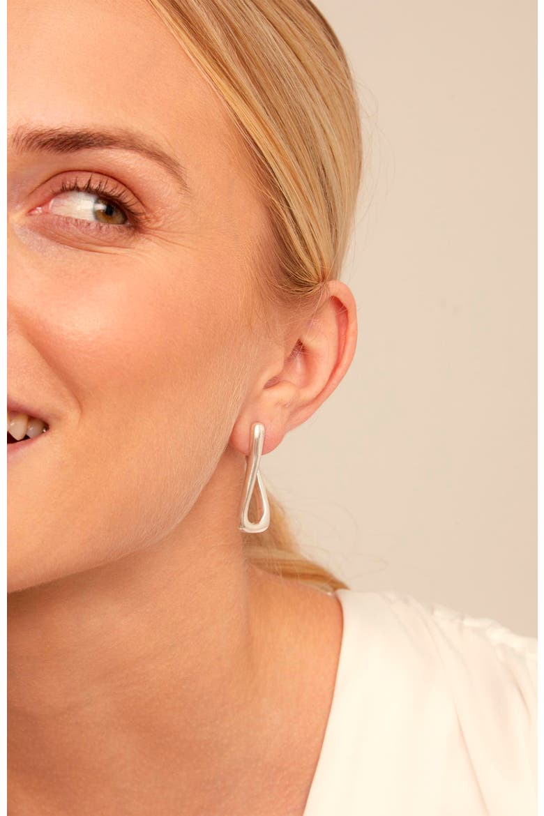 Wave Hoop Earrings, Alternate, color, Silver