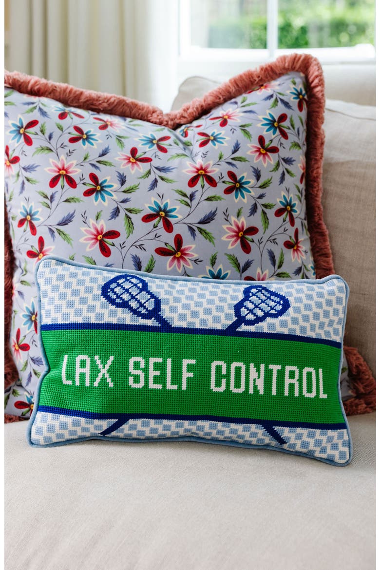 Lax Self Control Needlepoint Pillow, Alternate, color, Lax Self Control