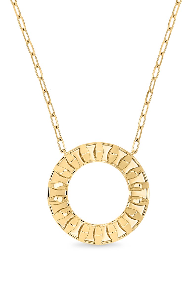 14K Gold Caged Open Circle Pendant Necklace, Main, color, 14K YELLOW GOLD
