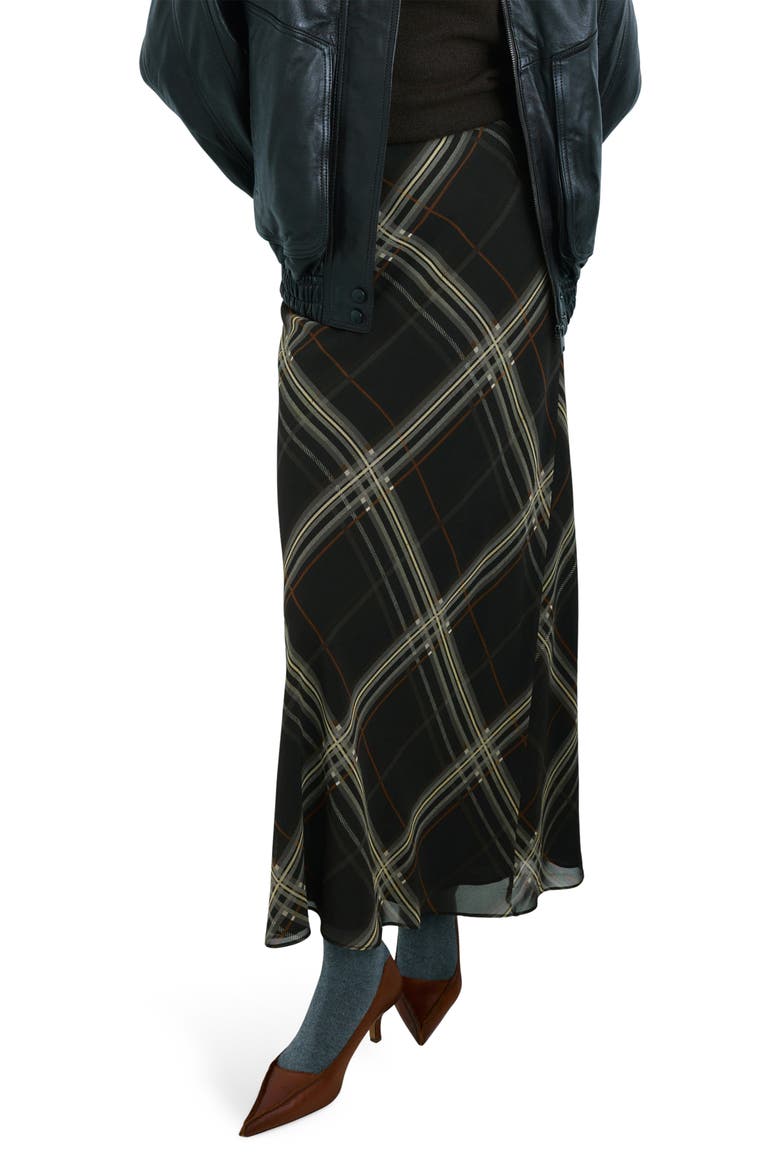 Check Maxi Skirt, Main, color, BLACK