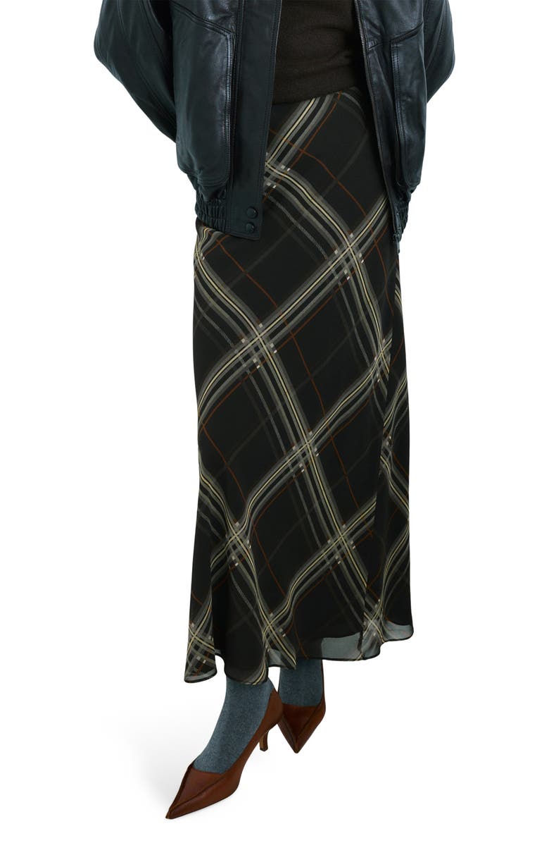 MANGO Mini Check Maxi Skirt, Main, color, Black