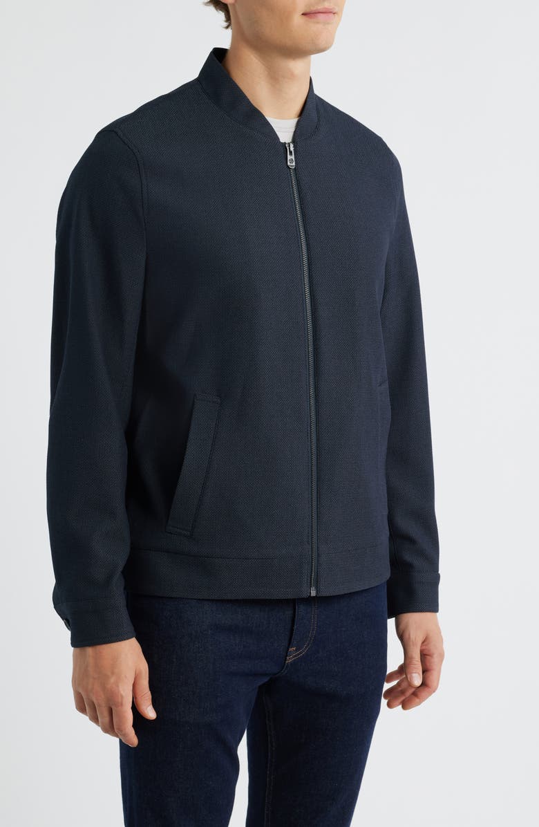 Johnston & Murphy Pattern Zip Jacket, Alternate, color, Navy