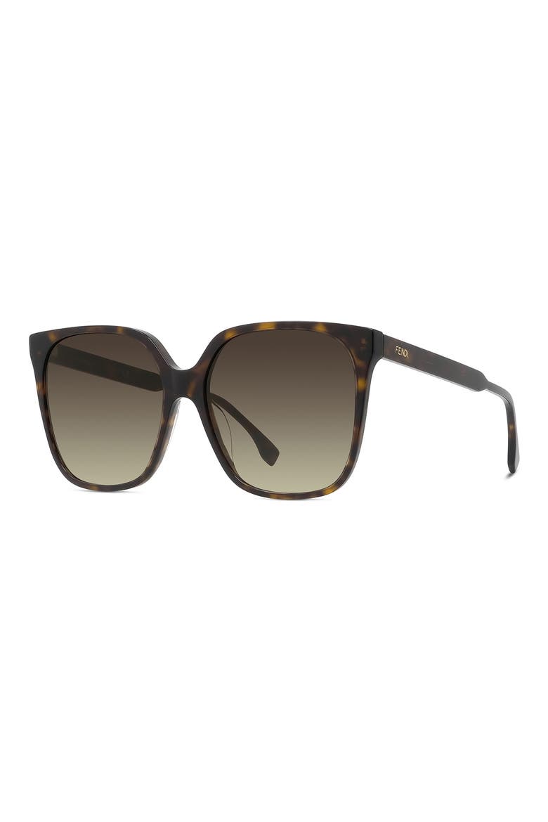 'Fendi Fine 59mm Geometric Sunglasses, Alternate, color, DARK HAVANA / GRADIENT BROWN