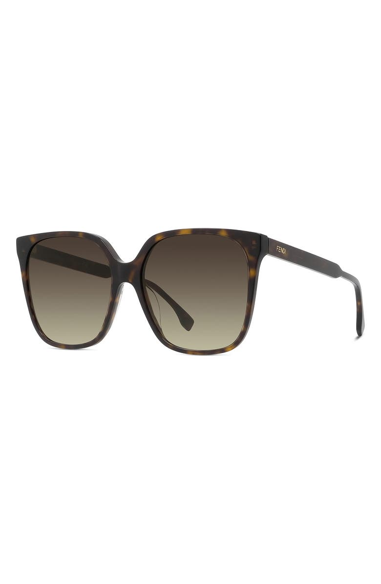 Fendi 'Fendi Fine 59mm Geometric Sunglasses, Alternate, color, Dark Havana / Gradient Brown