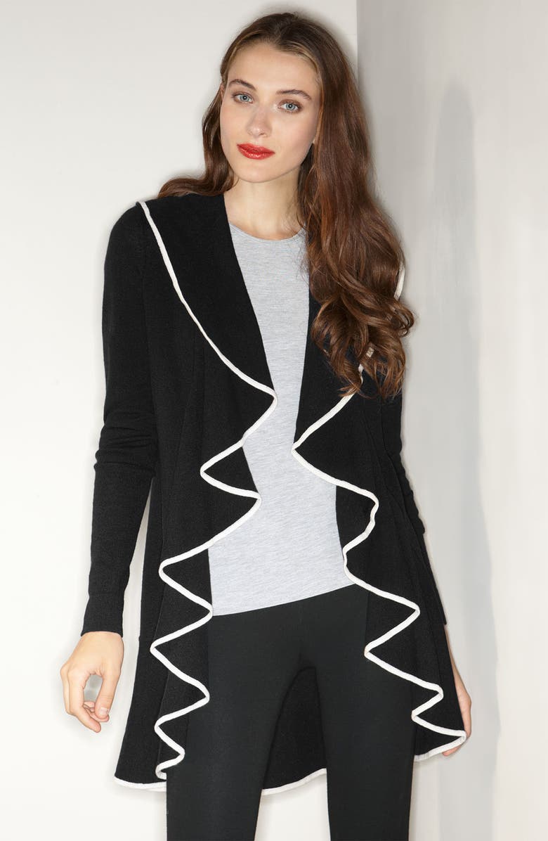autumn cashmere Tipped Ruffle Cashmere Cardigan, Main, color, 