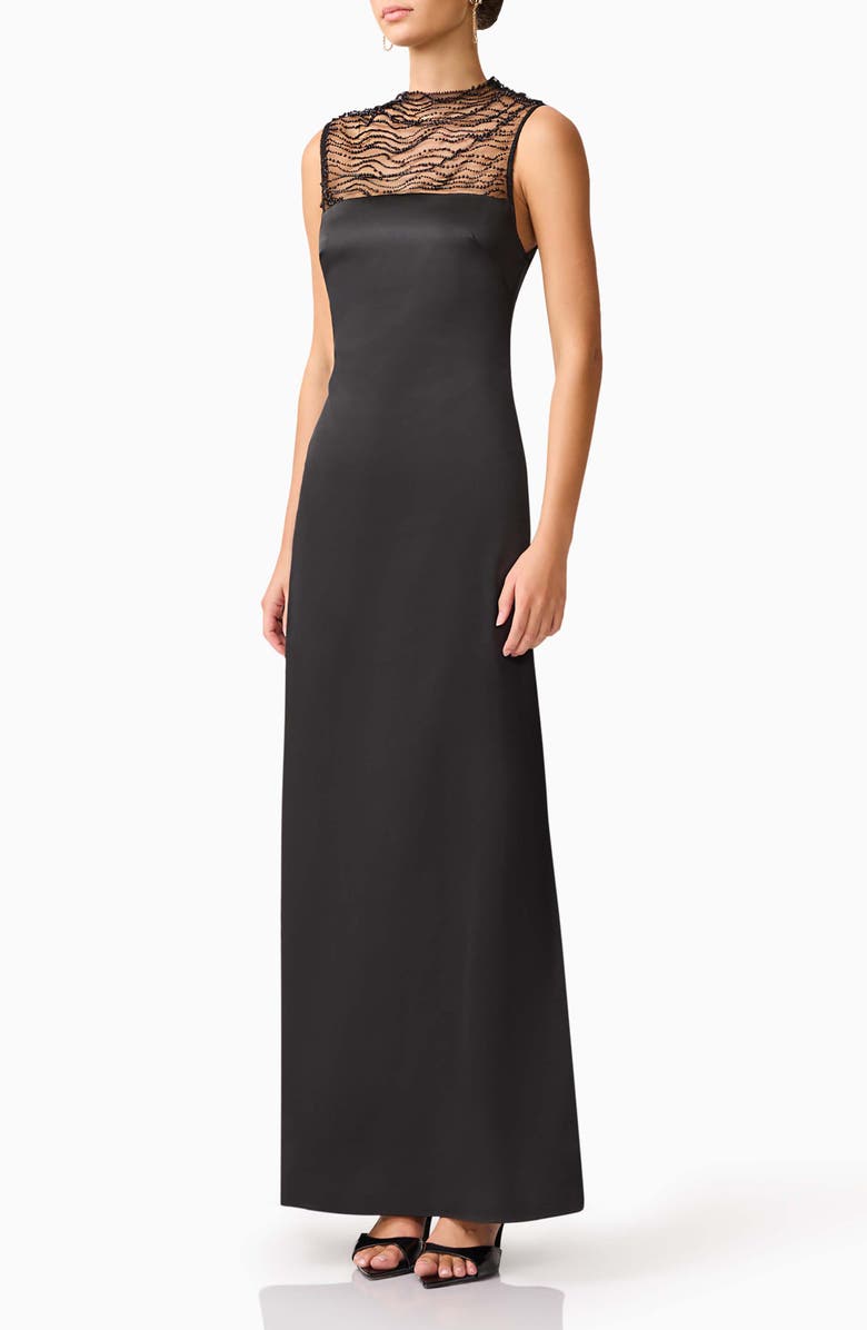 Elliatt Margot Beaded Sleeveless Gown, Alternate, color, Black