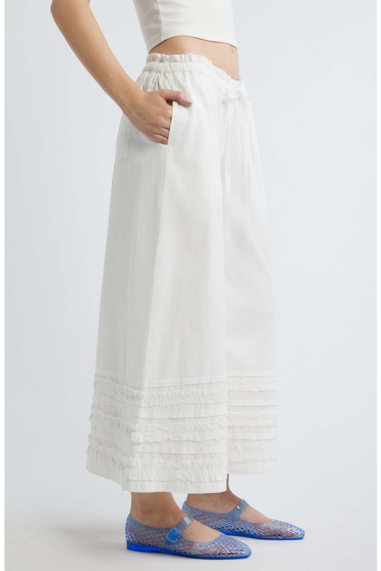 Florintina Ruffle Bloomers Crop Wide Leg Pants, Alternate, color, WHITE