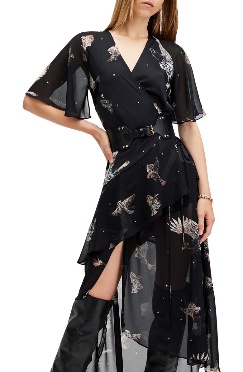 AllSaints Alana Midi Wrap Dress, Alternate, color, 