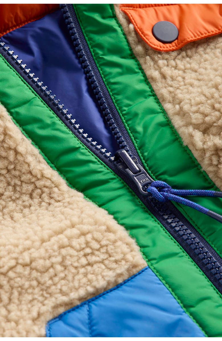 Mini Boden Kids' Reversible Cozy Hooded Jacket, Alternate, color, Beige/ Mazarine Blue