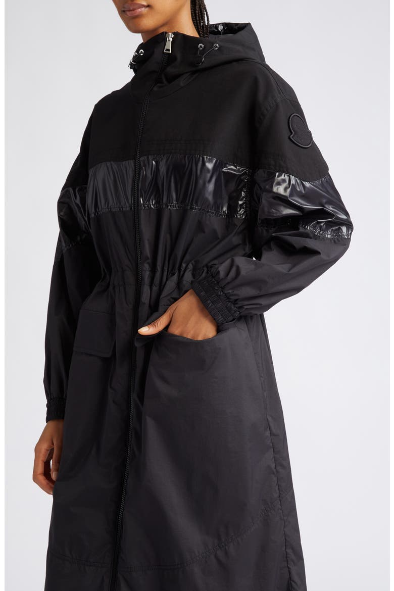 Elorn Mixed Media Long Coat, Alternate, color, BLACK
