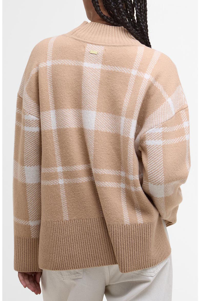 Harriet Plaid Wool Blend Mock Neck Sweater, Alternate, color, PALE CAMEL