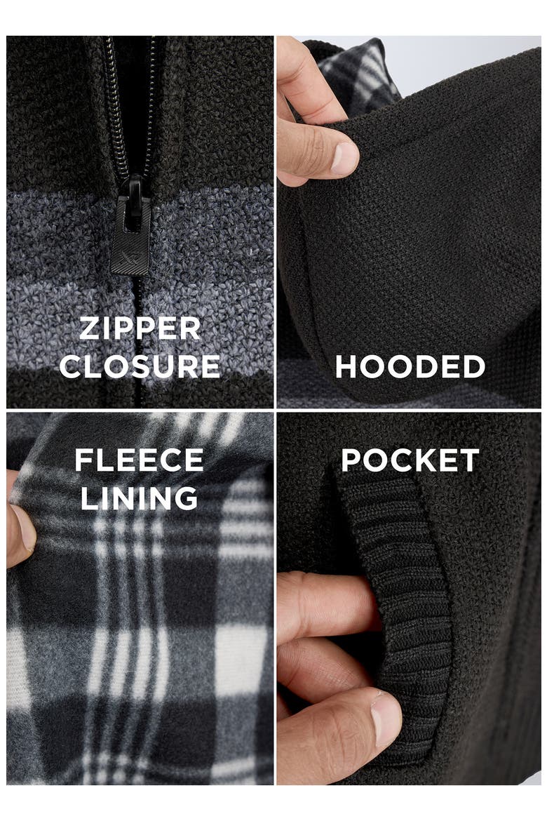 Kids' Stripe Full Zip Hoodie, Alternate, color, BLACK/CHARCOAL