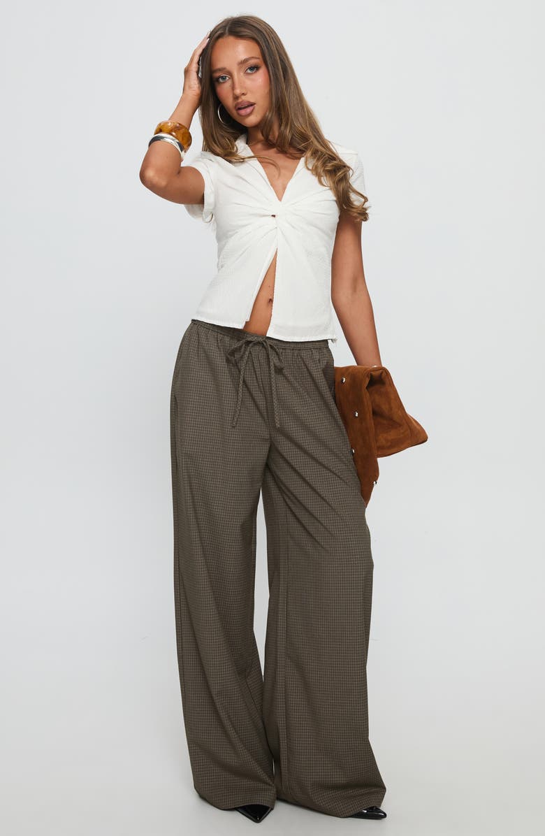 Princess Polly Ketrina Tie Waist Plaid Wide Leg Pants, Alternate, color,