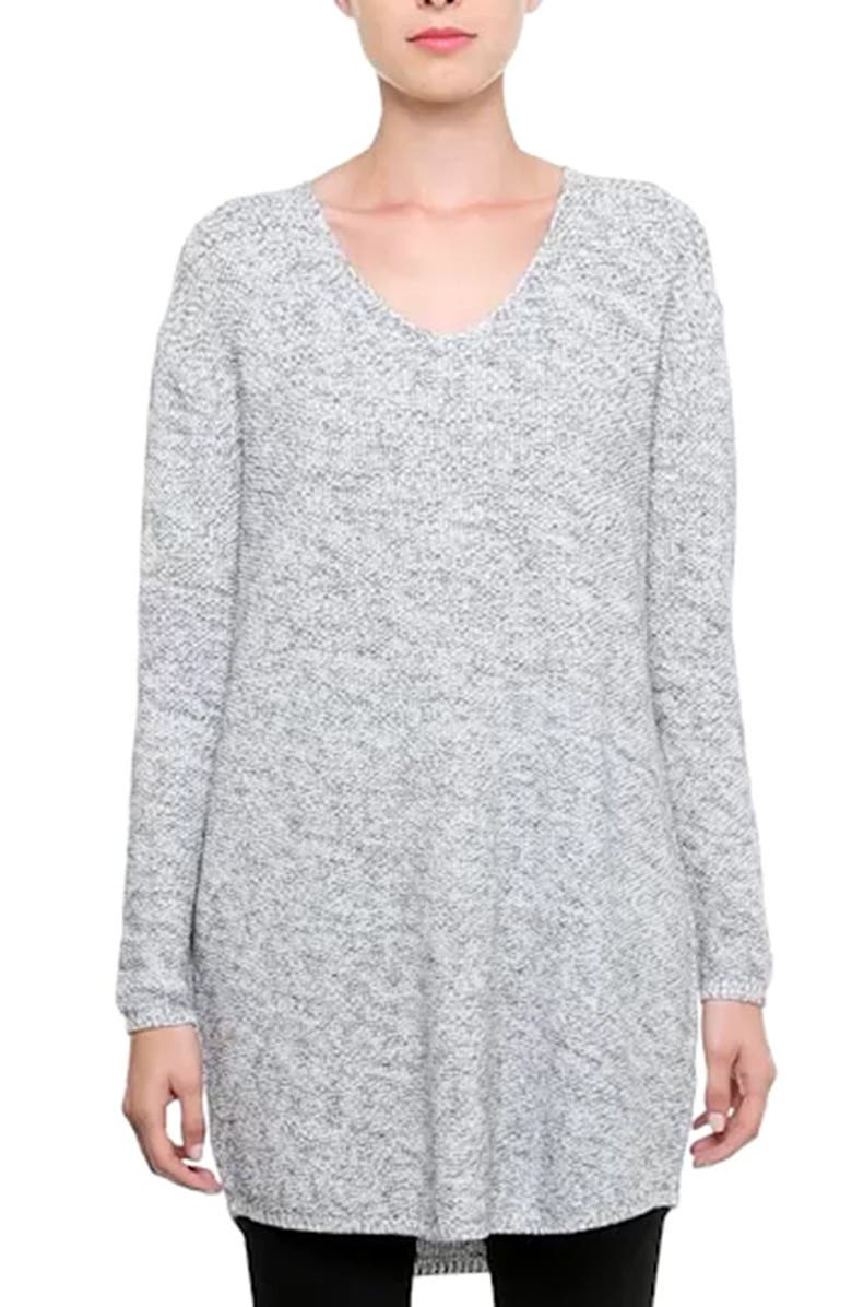 Bobeau V-Neck Tunic Sweater, Alternate, color, 