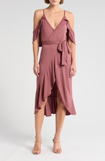 Go Couture Cold-shoulder Wrap Dress