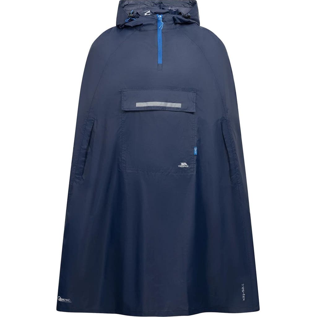 Trespass Qikpacgender Inclusive Hooded Waterproof Packaway Poncho In Blue