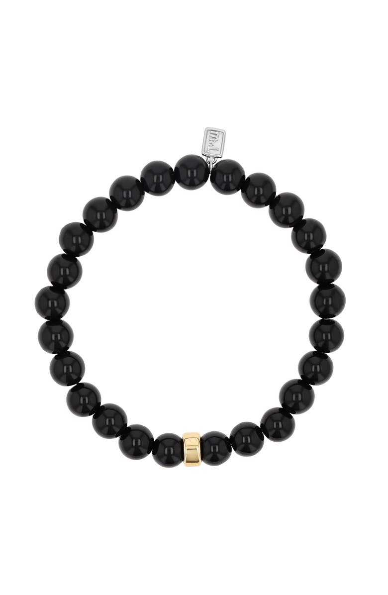 Mr Lowe by Sheryl Lowe Mr Lowe Bead Bracelet with Plain Rondelle, Alternate, color, Onyx / 14Kt Gold