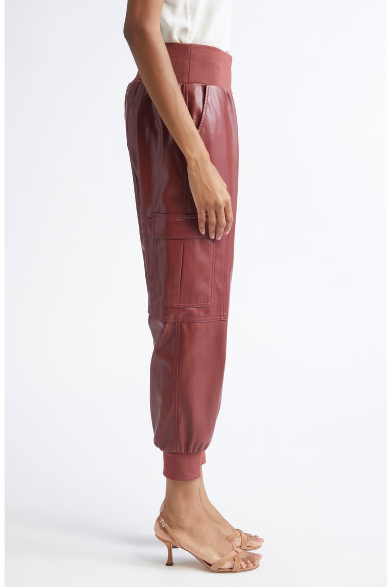 Giles Faux Leather Jogger Pants, Alternate, color, WINEBERRY