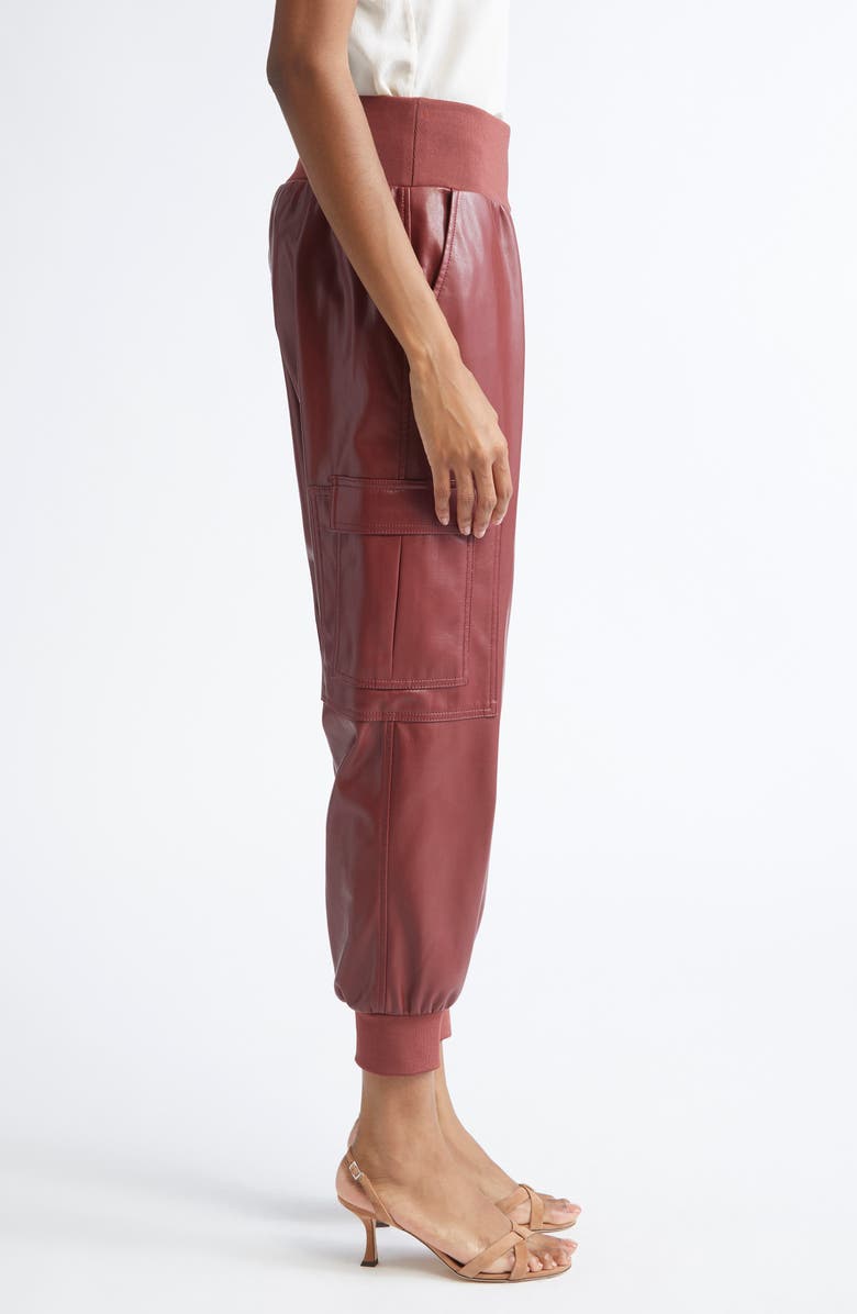 Cinq à Sept Giles Faux Leather Jogger Pants, Alternate, color, Wineberry