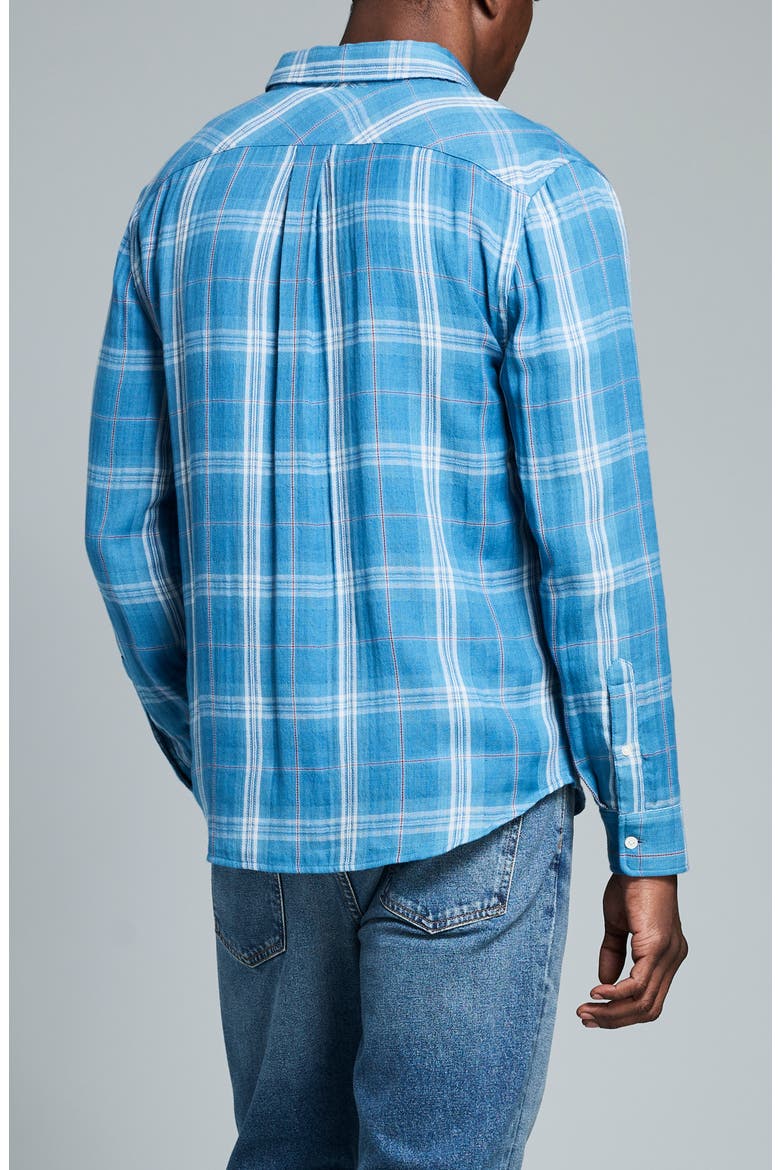 Cypress Plaid Double Face Cotton Button-Up Shirt, Alternate, color, WASHED INDIGO