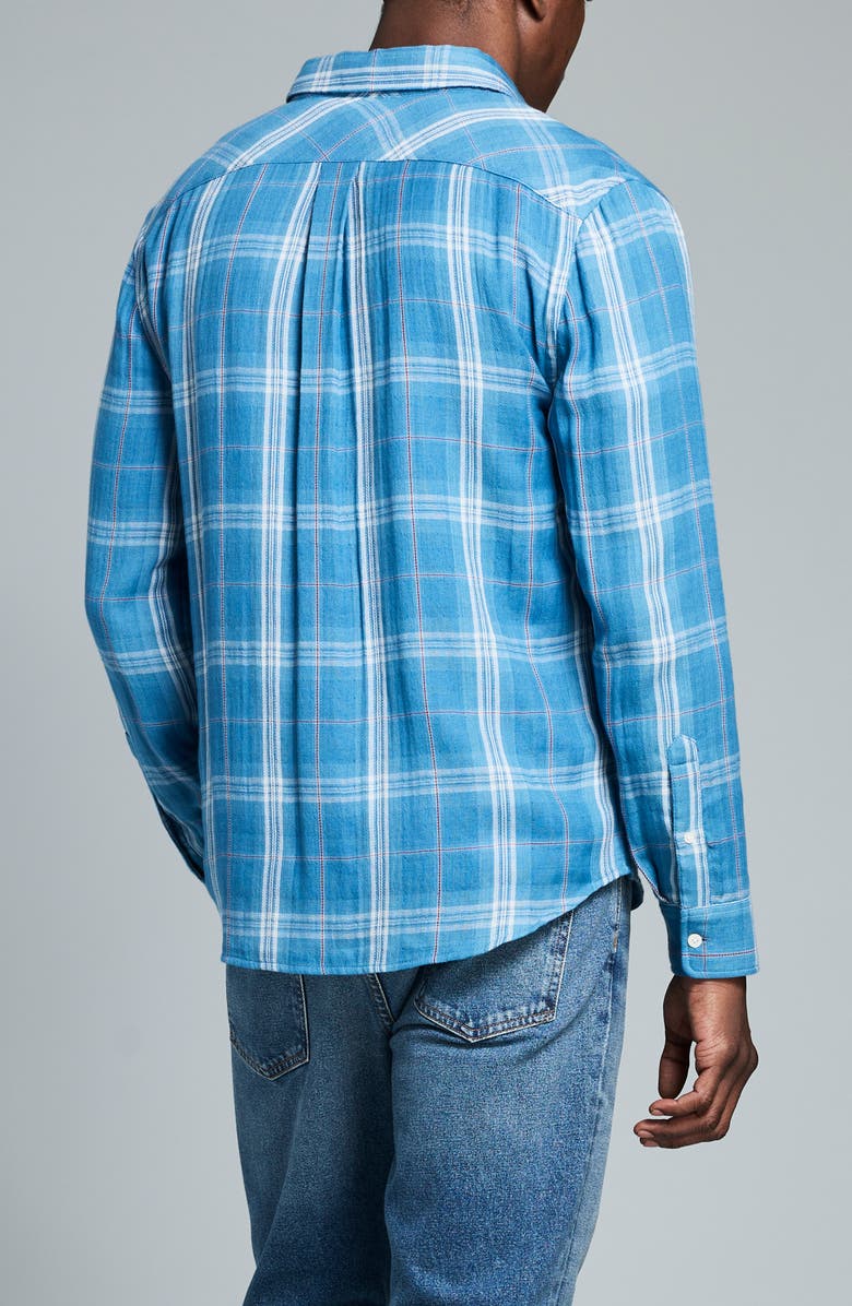 Billy Reid Cypress Plaid Double Face Cotton Button-Up Shirt, Alternate, color, Washed Indigo