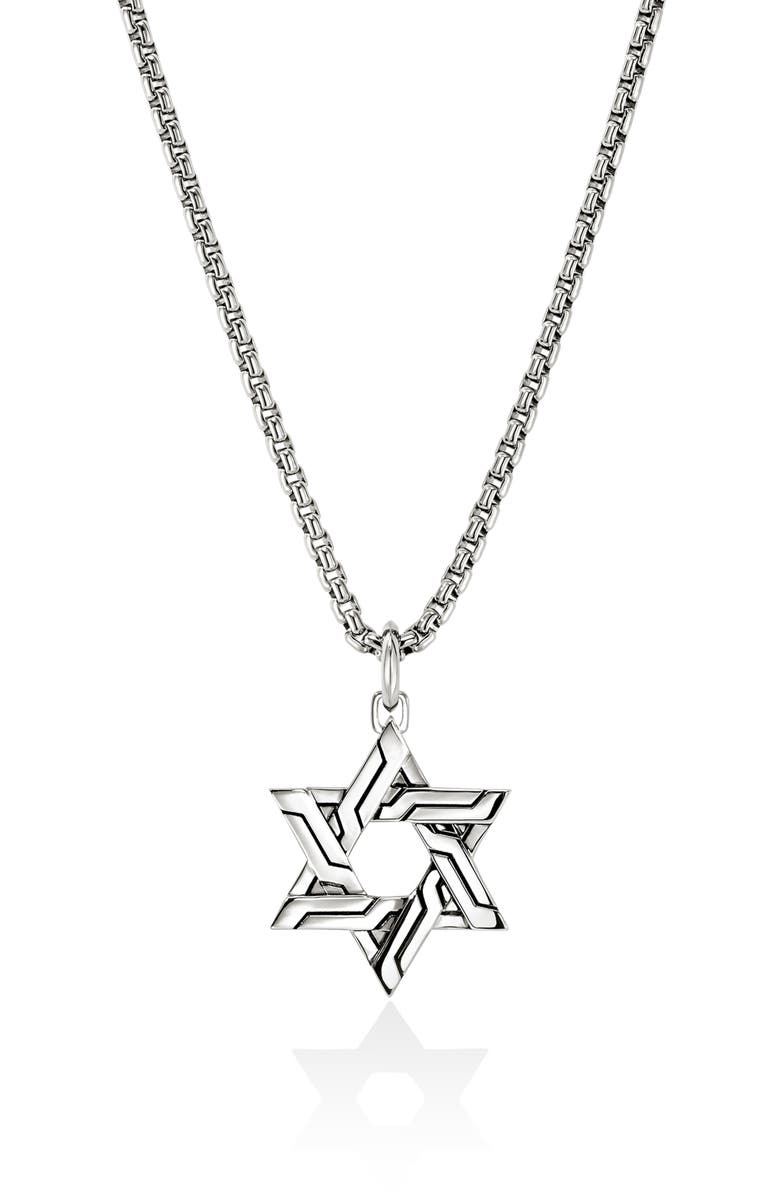John Hardy Icon 50 Star of David Pendant Necklace, Main, color, Silver