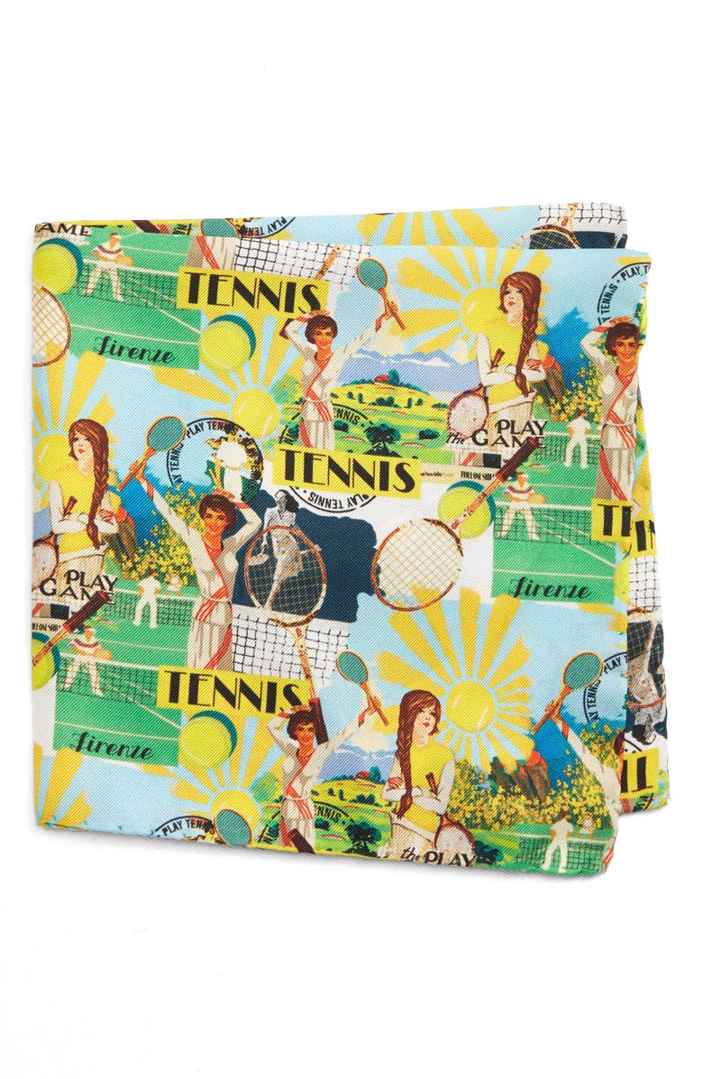 Eton Summer Tennis Silk Pocket Square, Main, color, 