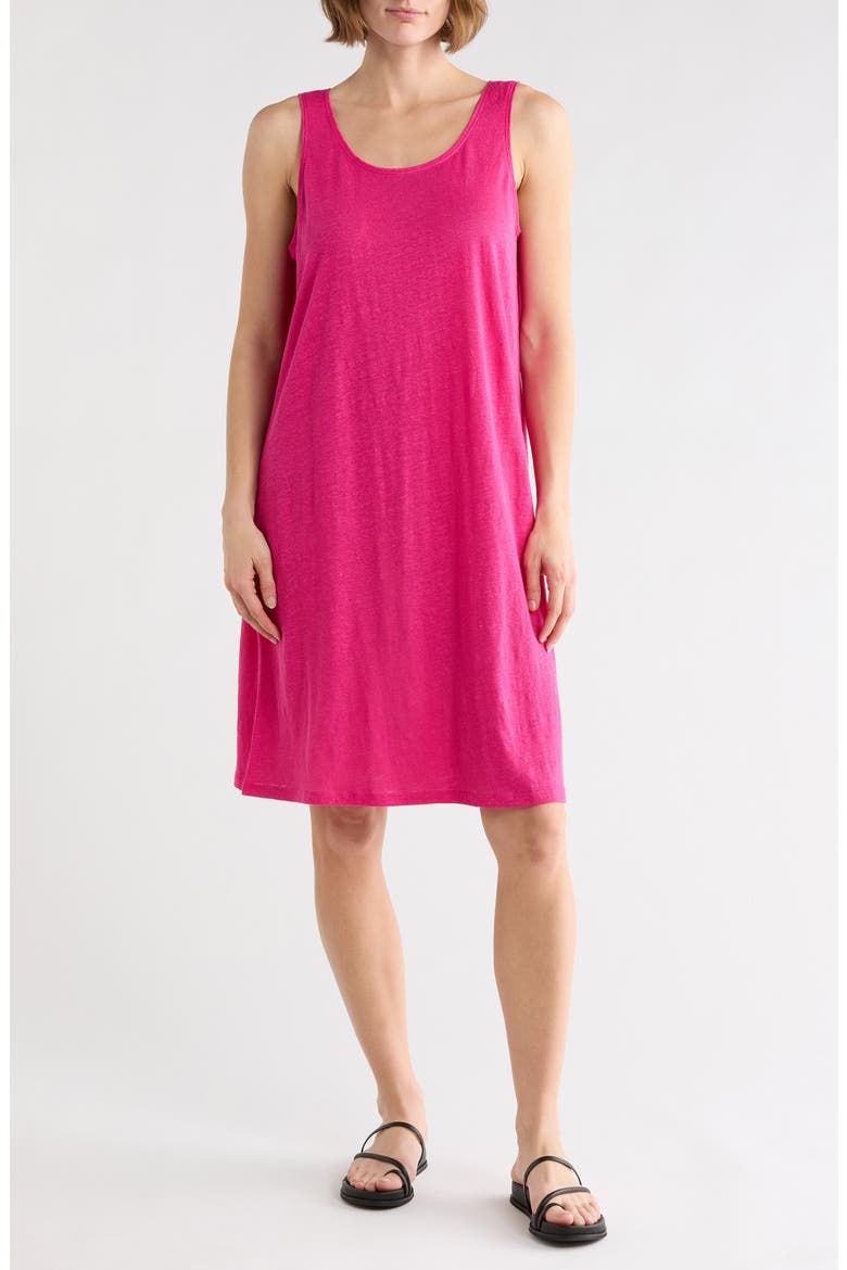 Scoop Neck Linen Tank Dress, Main, color, FUSCHIA