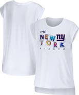 WEAR by Erin Andrews Women's WEAR by Erin Andrews White New York Giants Greetings From Muscle T-Shirt