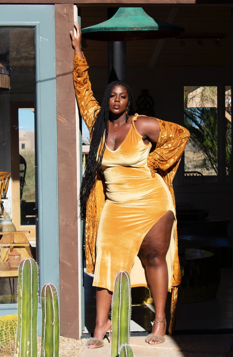 Zelie for She Caravan Burnout Velvet Duster Jacket, Alternate, color, 