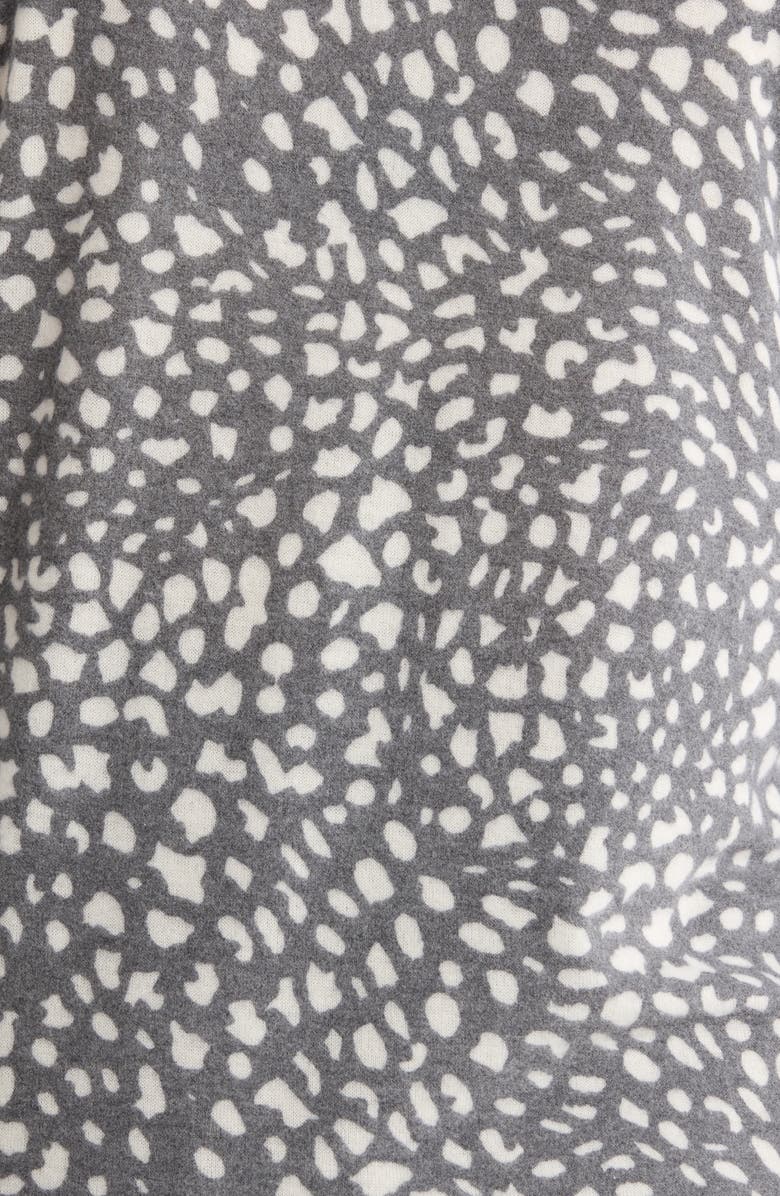 Loveappella Brushed Animal Print Long Sleeve Crewneck Top, Alternate, color, Charcoal/ Ivory