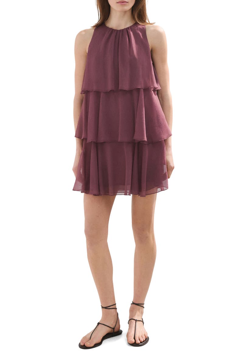 Cake Ruffle Minidress, Main, color, BURGUNDY