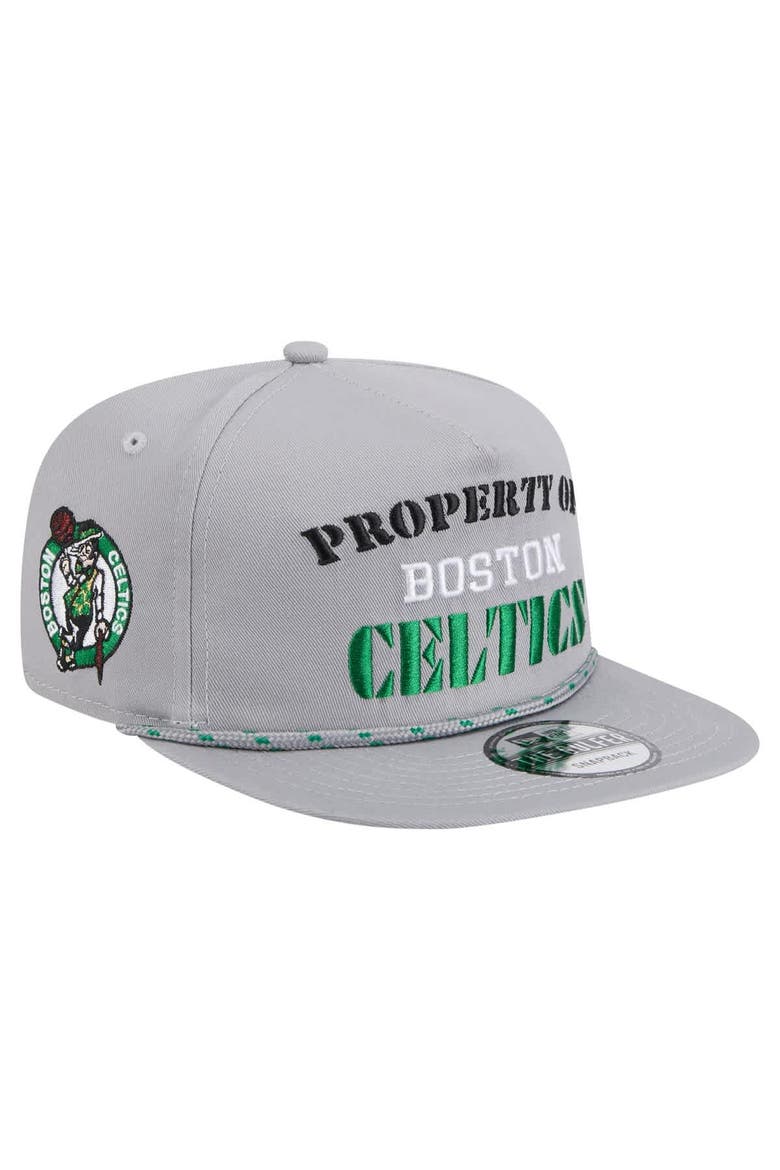 Men's New Era Gray Boston Celtics Throwback Property Of Golfer Snapback Hat, Main, color, Gray