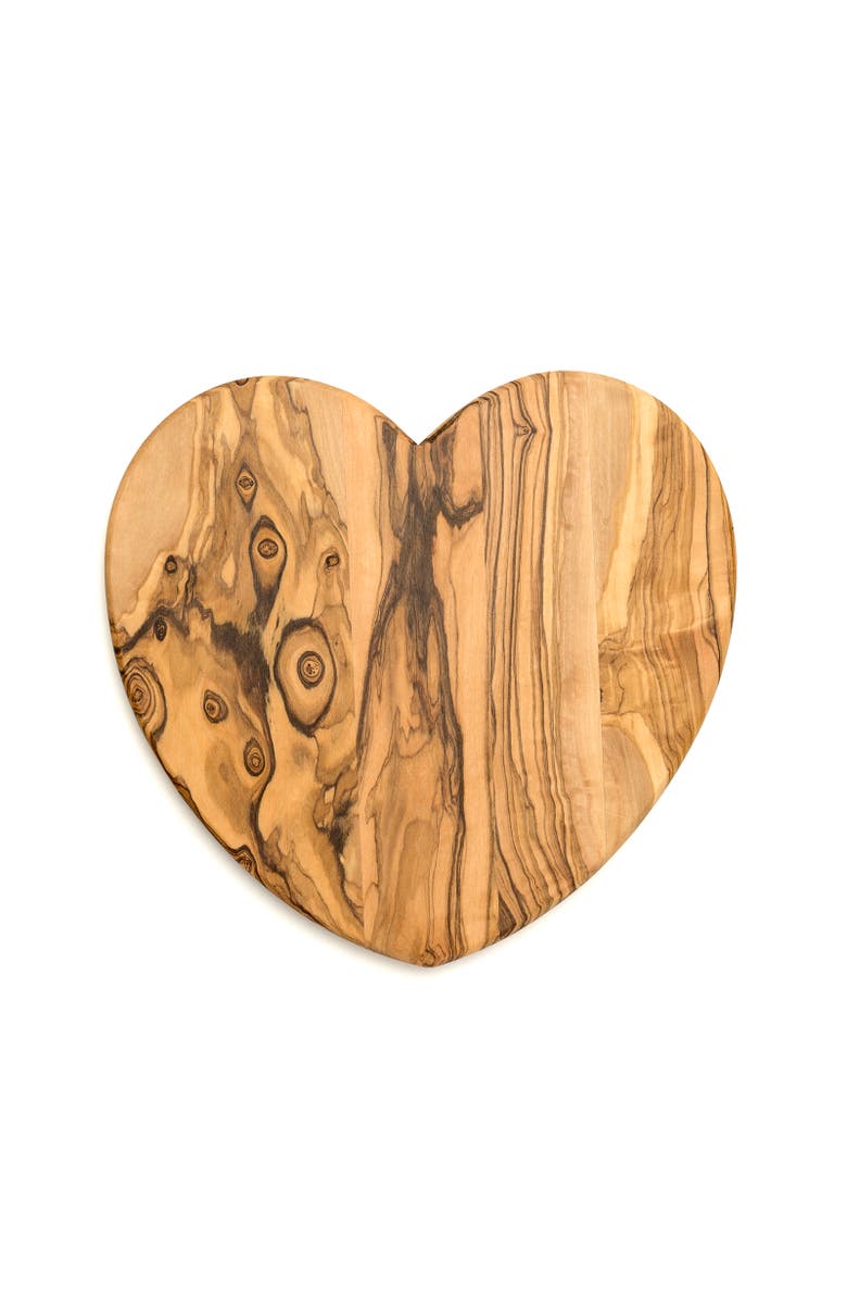 Berard Olivewood Cutting Board, Heart Shape, 8.66 x 8.27 x 0.63", Alternate, color, Brown