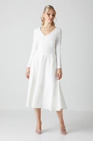 Coast V Neck Full Skirt Midi Wedding