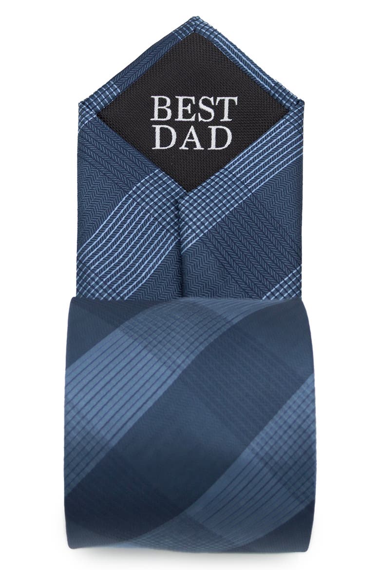 Best Dad Plaid Silk Blend Herringbone Tie, Alternate, color, BLUE