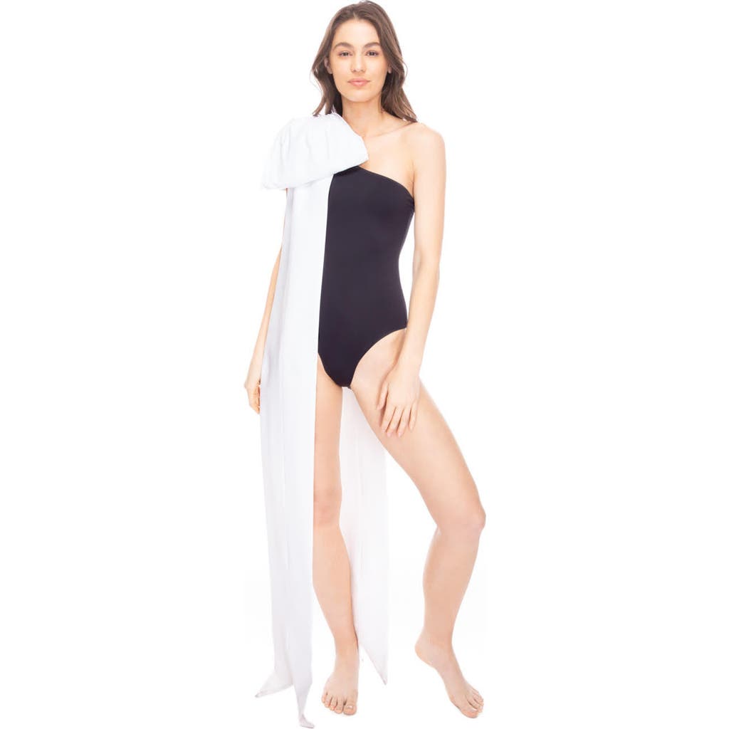 TABACARU Milly Black One-Piece Swimsuit in Black With White Bow  product